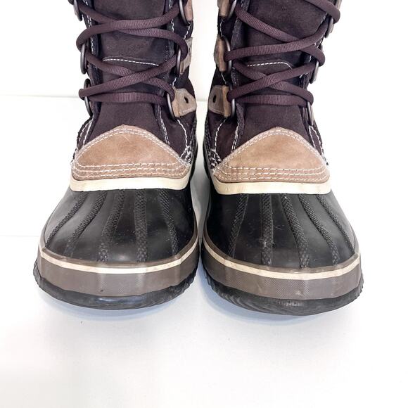 Sorel Joan Of Artic Waterproof Womens Boots Size 7 Brown Faux Fur Suede Winter - Picture 8 of 11